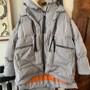 Gray Puffer Jacket with Orange Lining Sz 5X